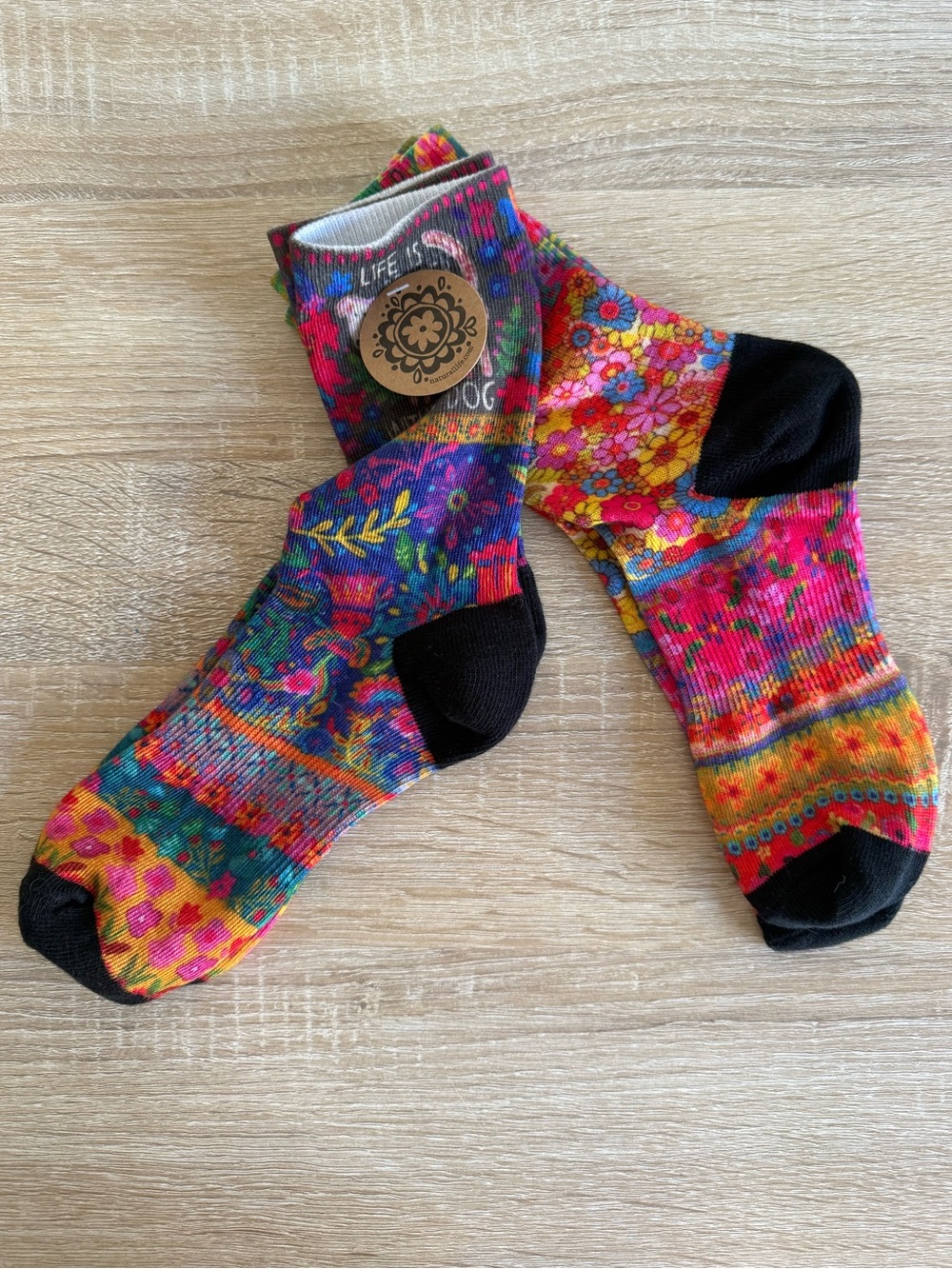 Natural Life boho Socks 2 pairs NWT multicolor floral print